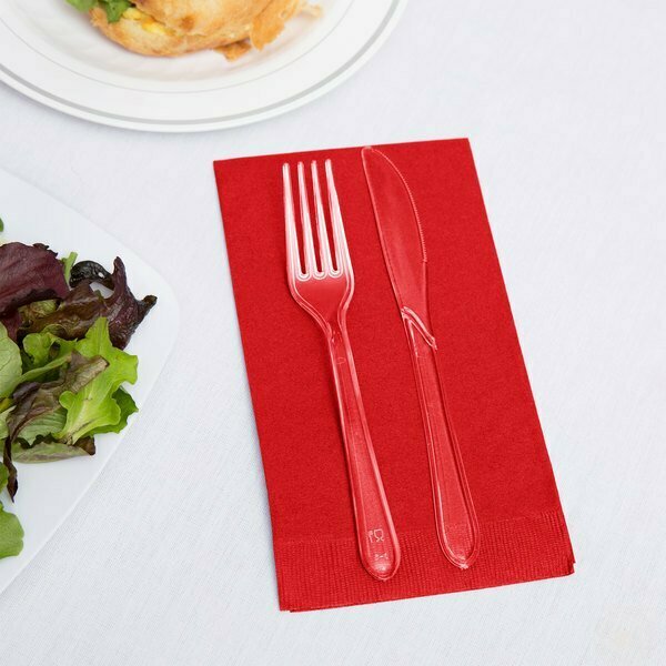 Creative Converting 951031 Classic Red 3-Ply Guest Towel / Buffet Napkin, 192PK 5003GTRED